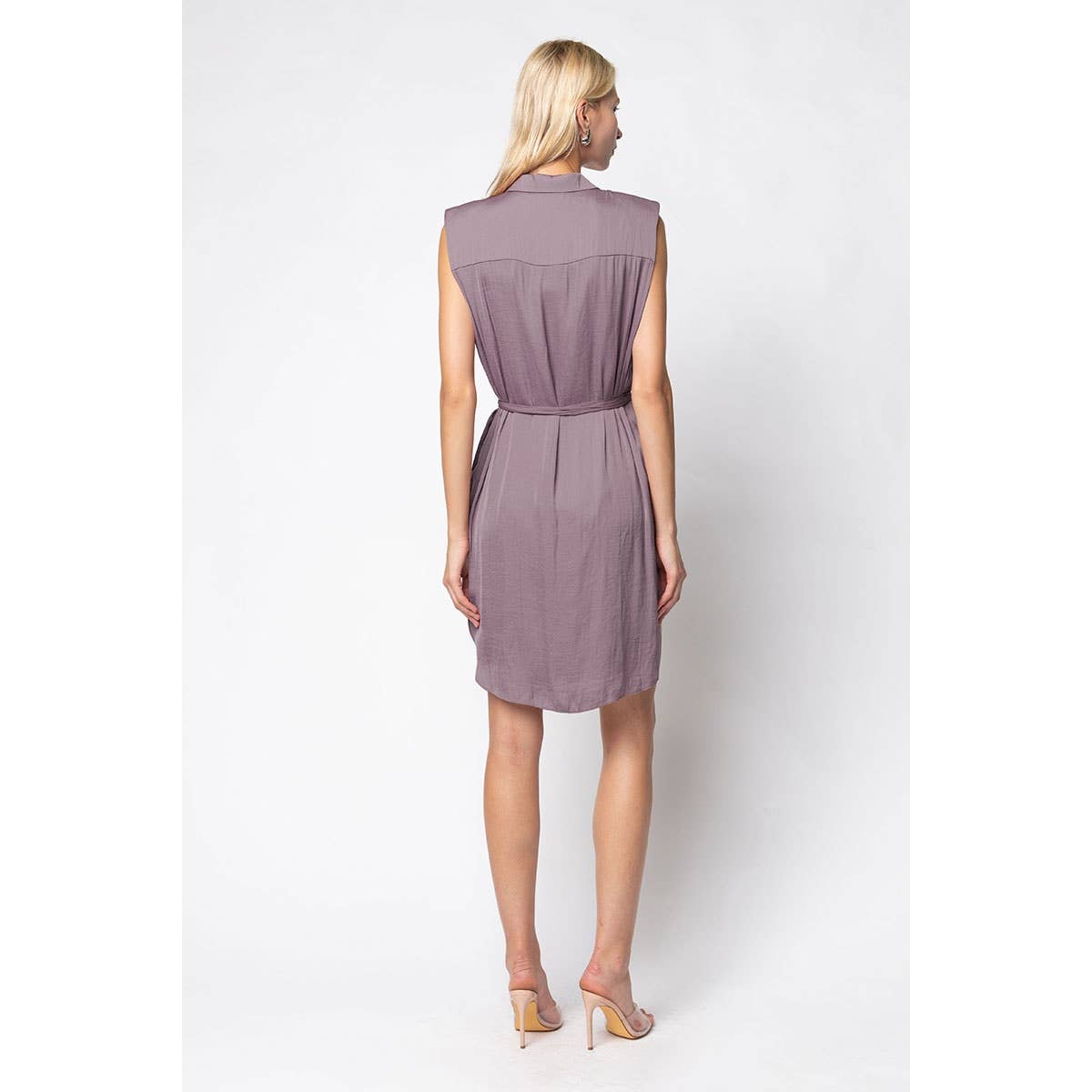 Sleeveless Collared Mini Shirt Dress