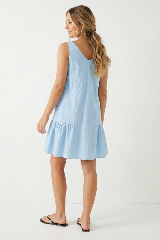 Button Detail Ruffle Mini Dress
