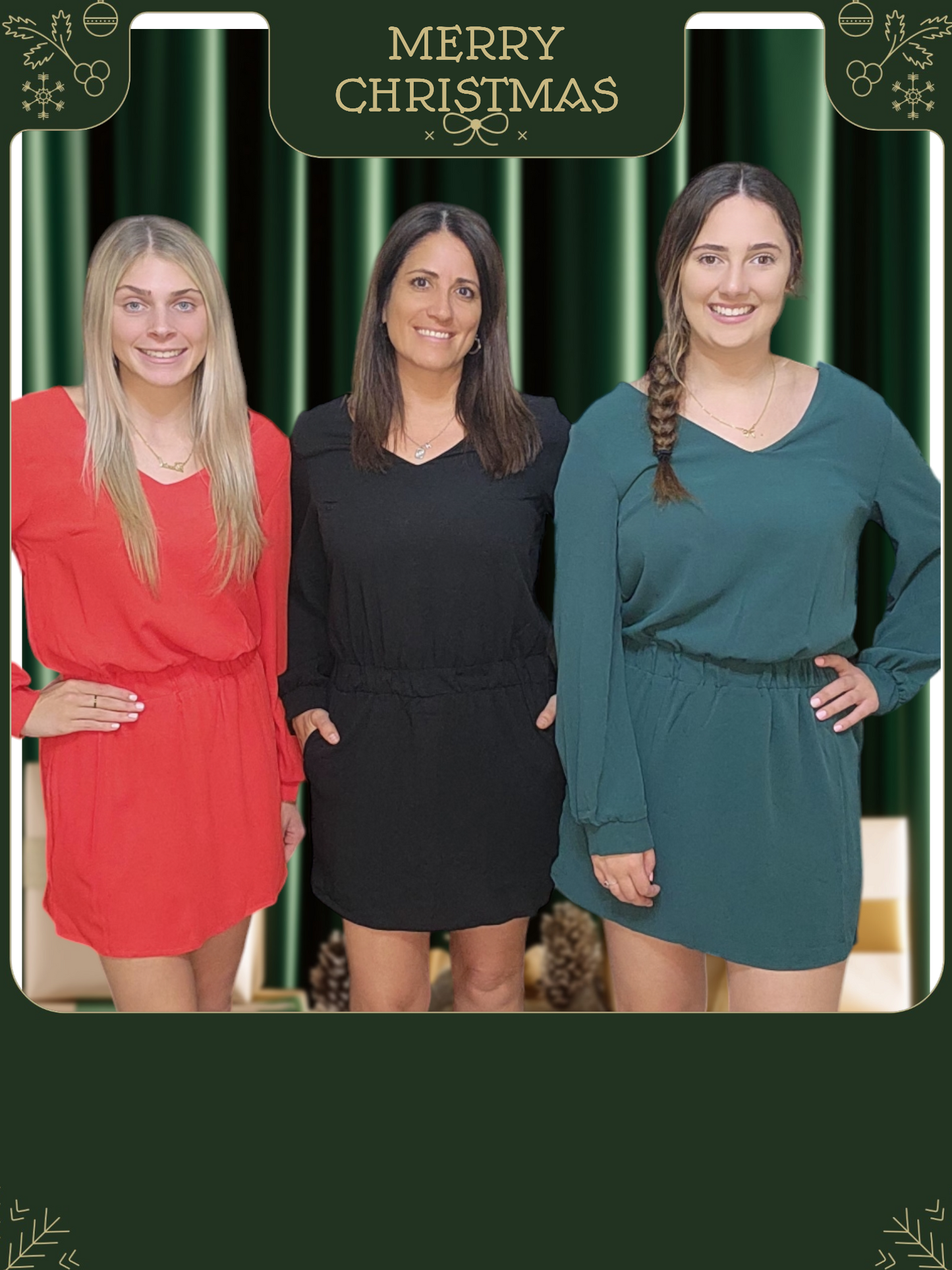 V Neck V Back Plain Solid Elastic Waist Dress