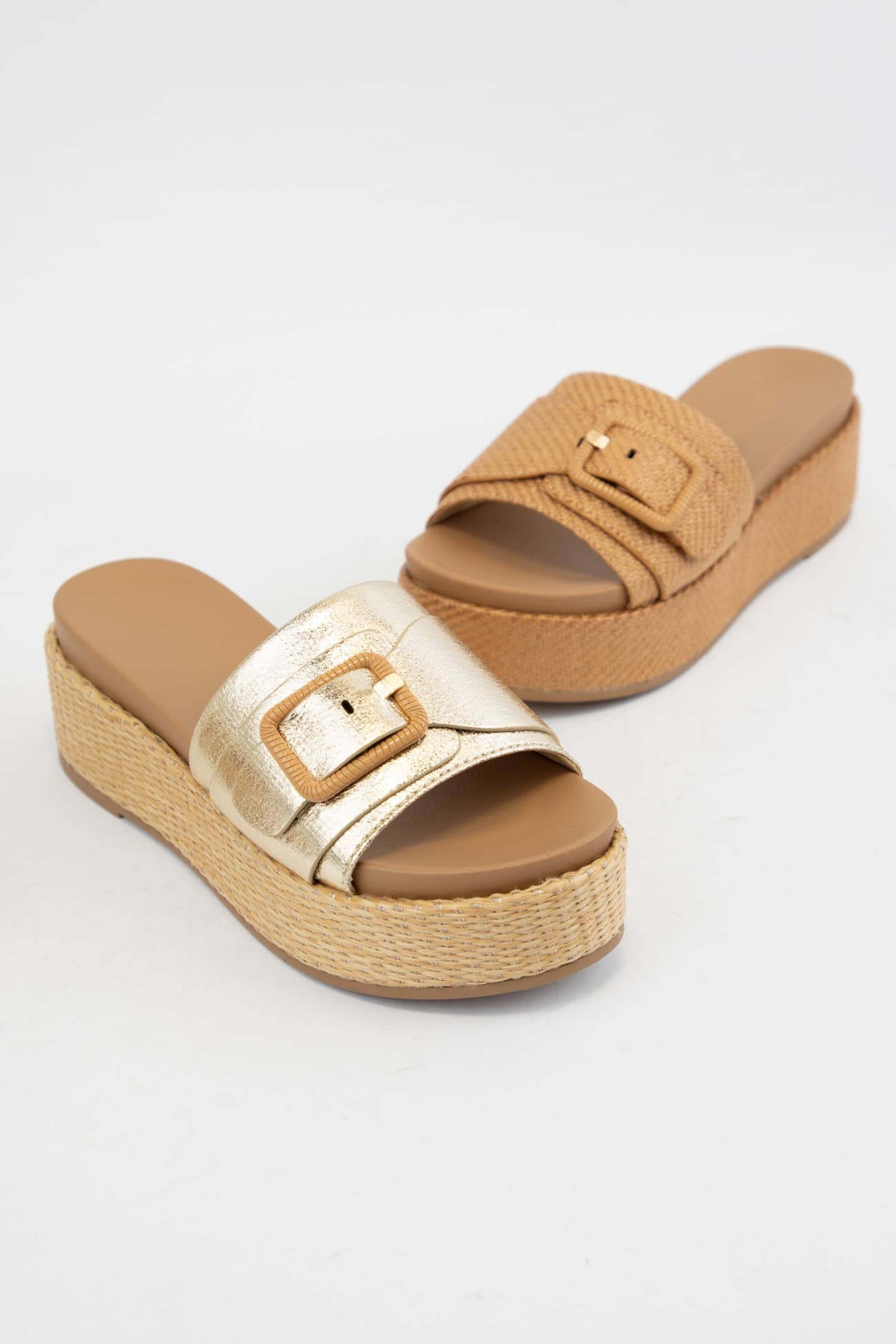 LULAH BUCKLE STRAP DESIGN PLATFORM SLIP-ON SANDALS
