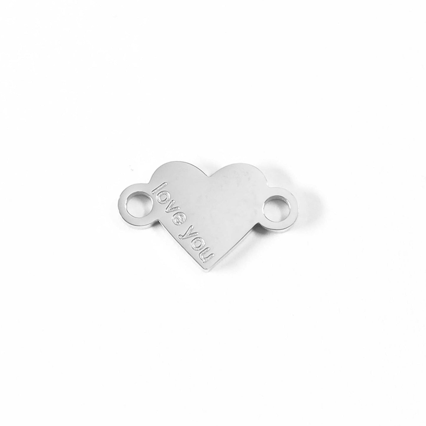 18K Gold PVD Stainless Steel "Love You" Heart Charm Connector Necklace