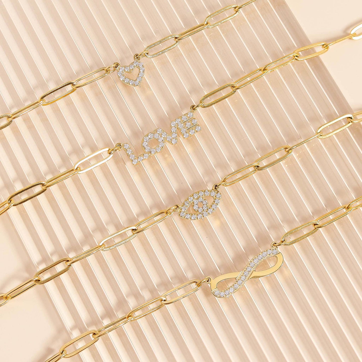 18K Gold PVD Stainless Steel "Heart" Paperclip Necklace