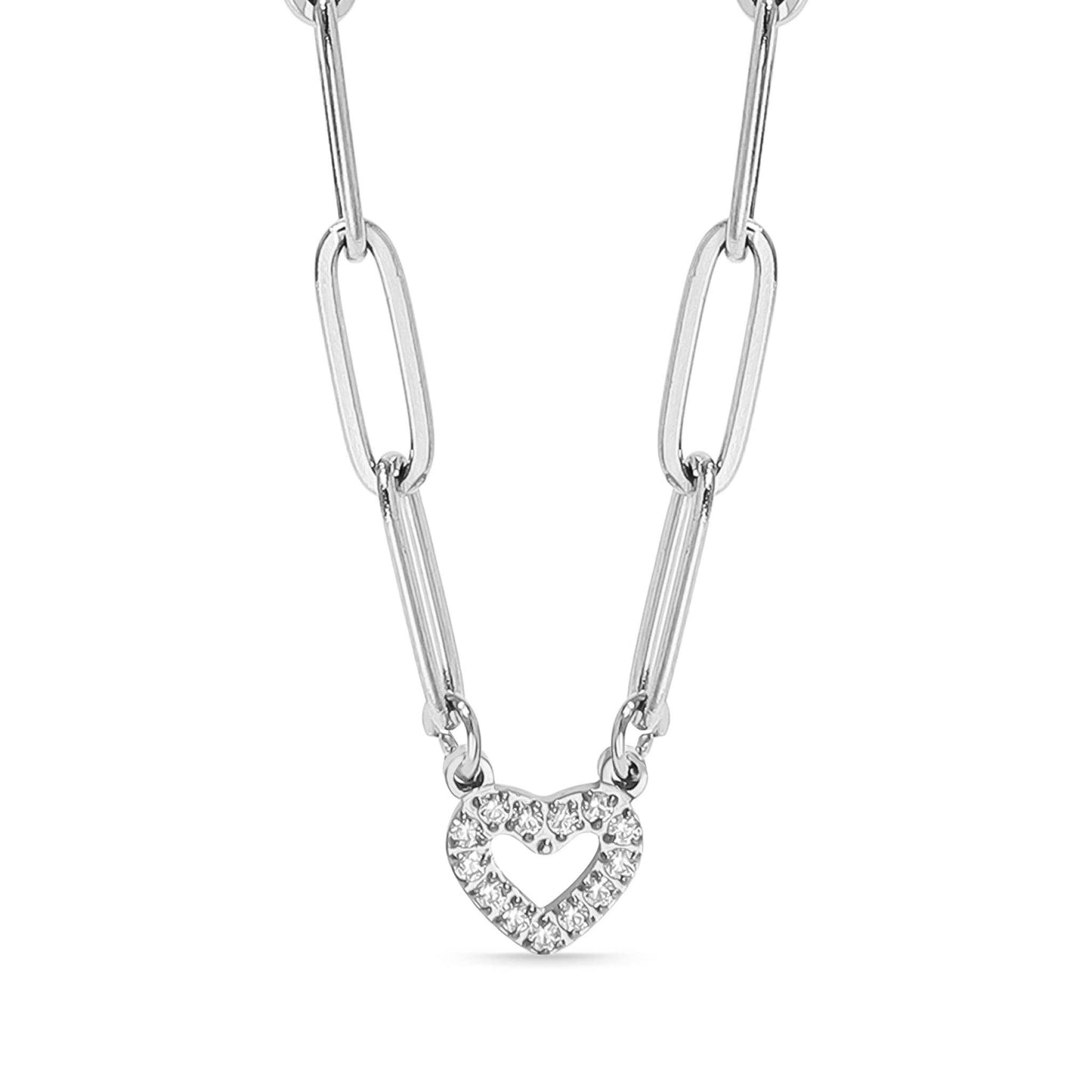 18K Gold PVD Stainless Steel "Heart" Paperclip Necklace