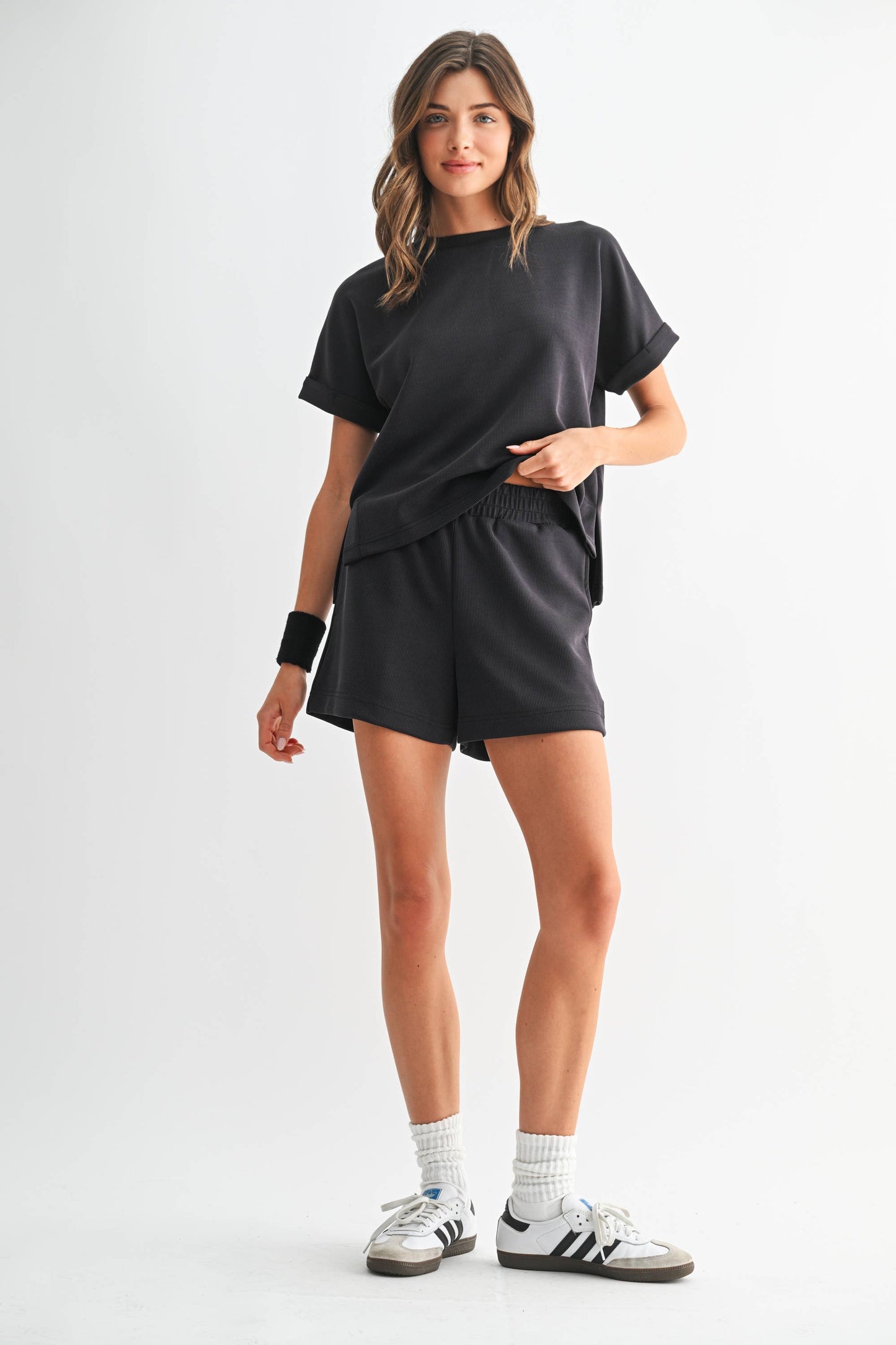 Luxe Sand Wash Rib Lounge Tee
