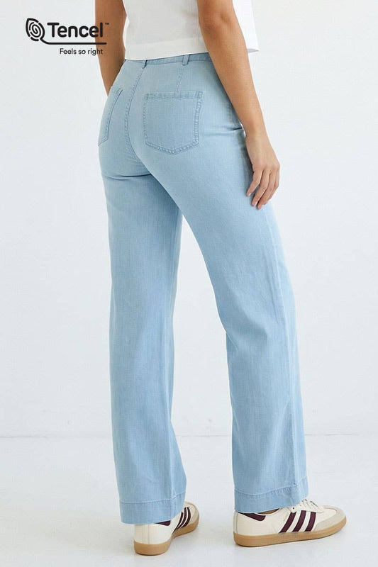 Tencel Wide-leg High Waisted Pants