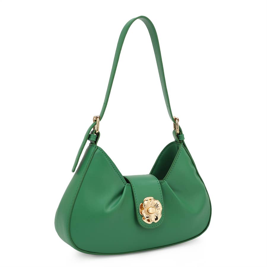 RUBY SHOULDER BAG WITH ROSE FLAP CLOSURE