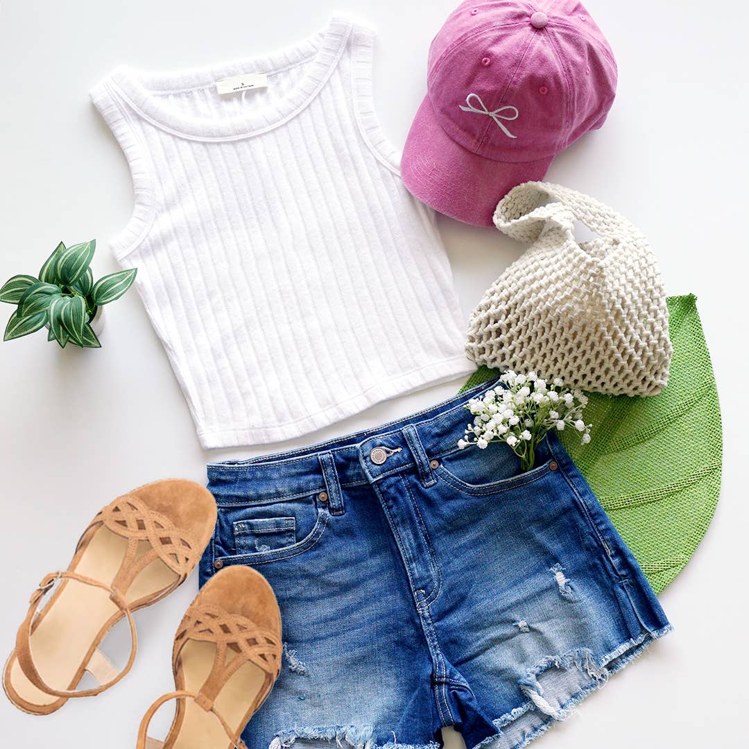 ..0706 Ribbed Sleeveless Crop Tank Top SI-25603