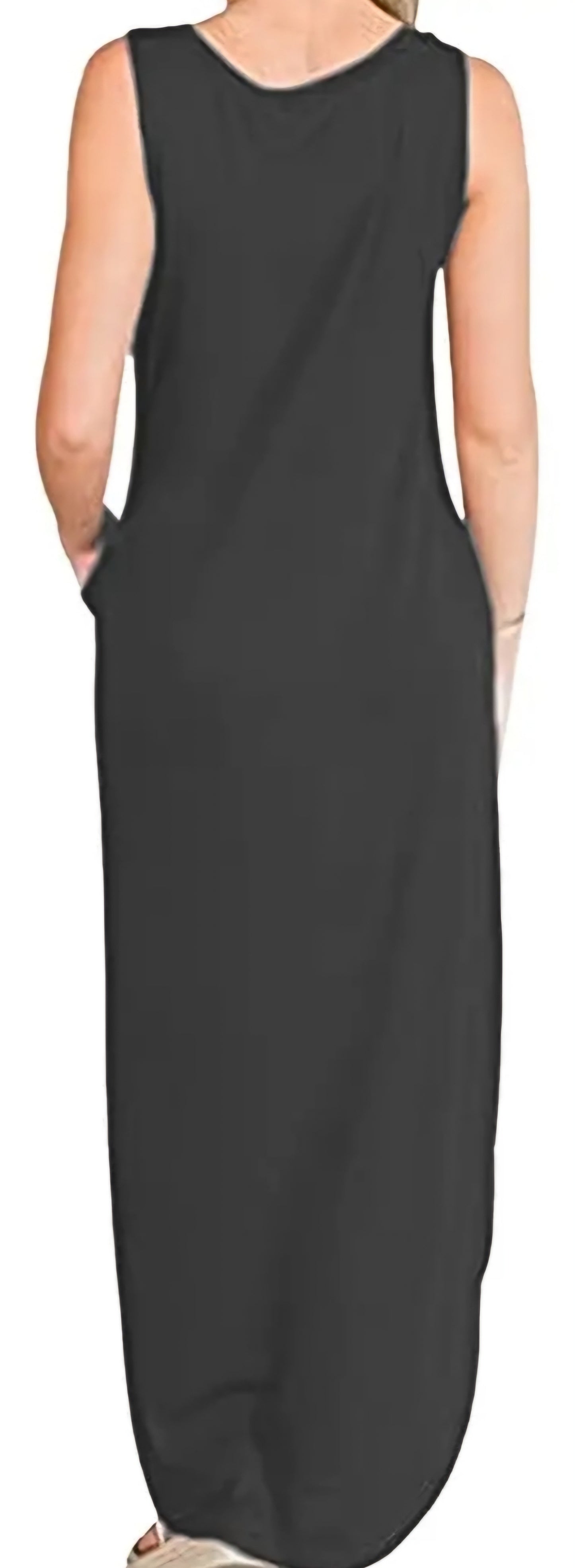 Grey Beach Maxi dress with Pocket Curved hem