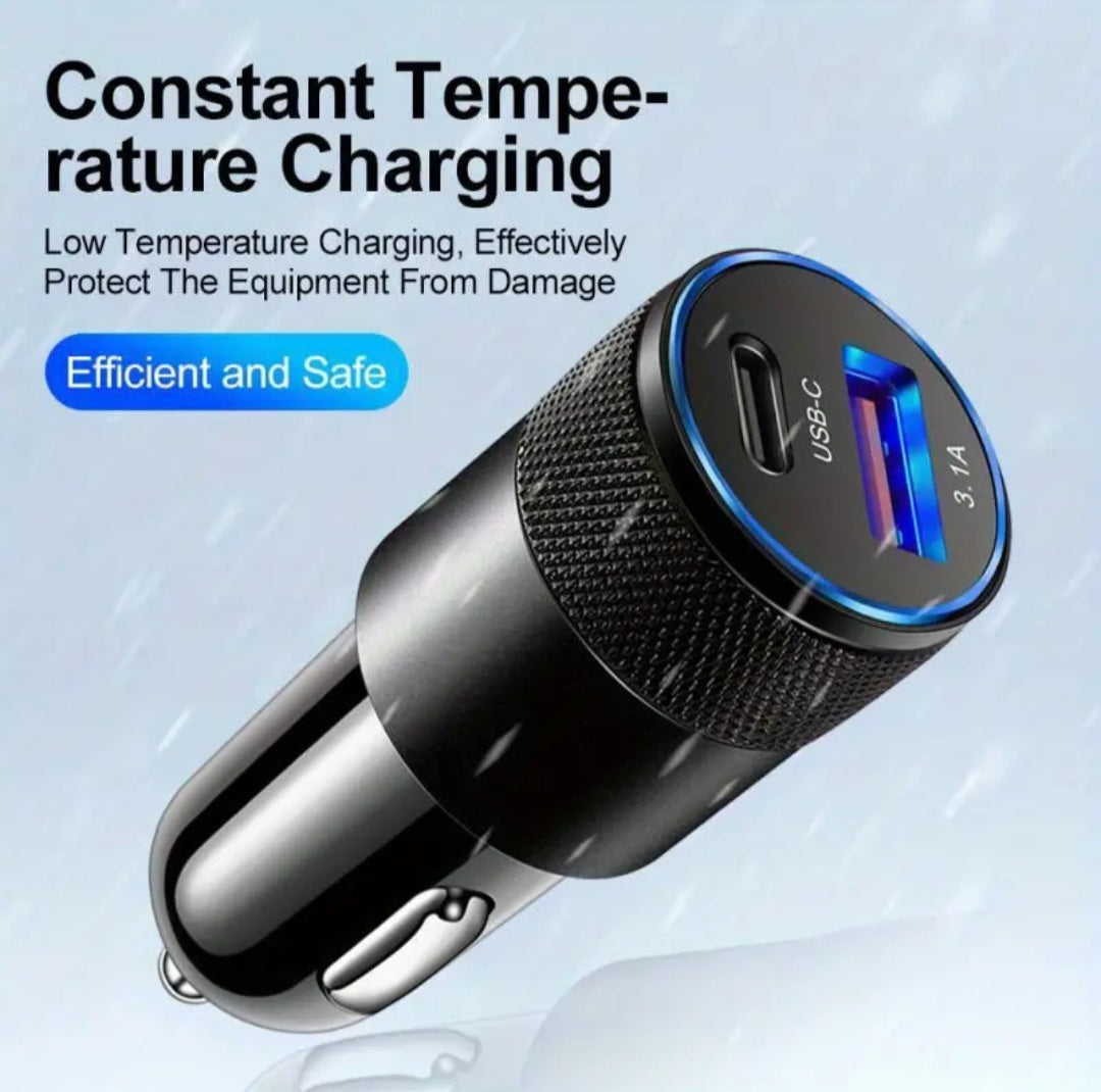 Mini Car Charger Type C 3.1A PD Quick Fast Charging Socket Power Adapter
