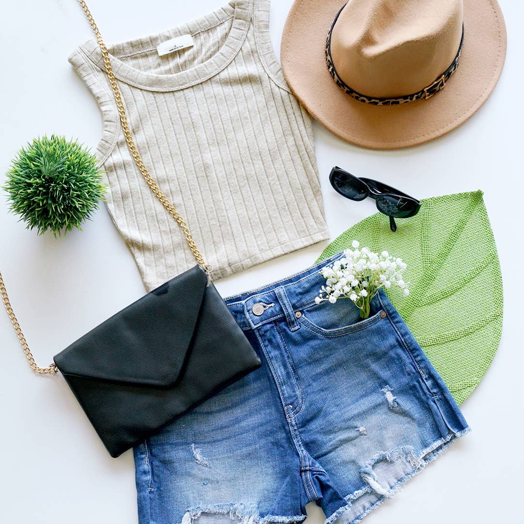 ..0706 Ribbed Sleeveless Crop Tank Top SI-25603