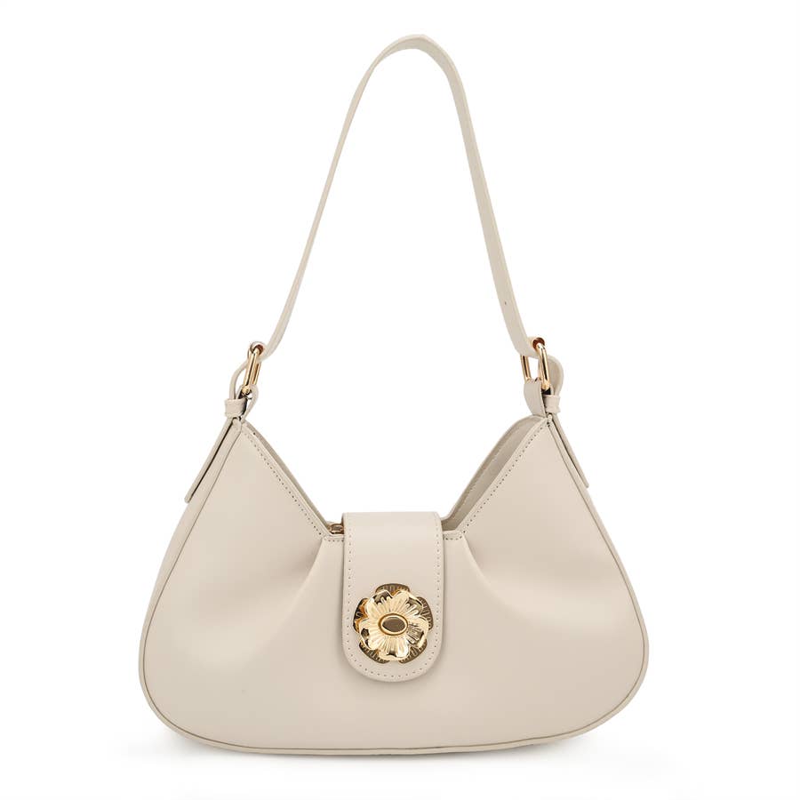 RUBY SHOULDER BAG WITH ROSE FLAP CLOSURE