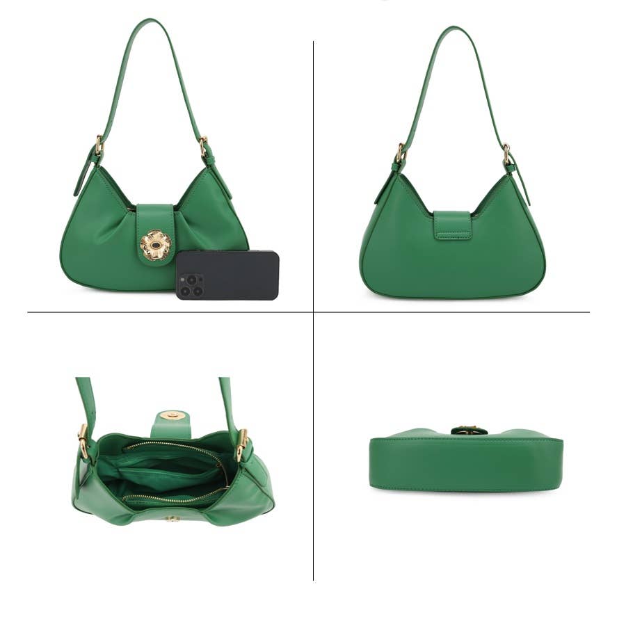 RUBY SHOULDER BAG WITH ROSE FLAP CLOSURE