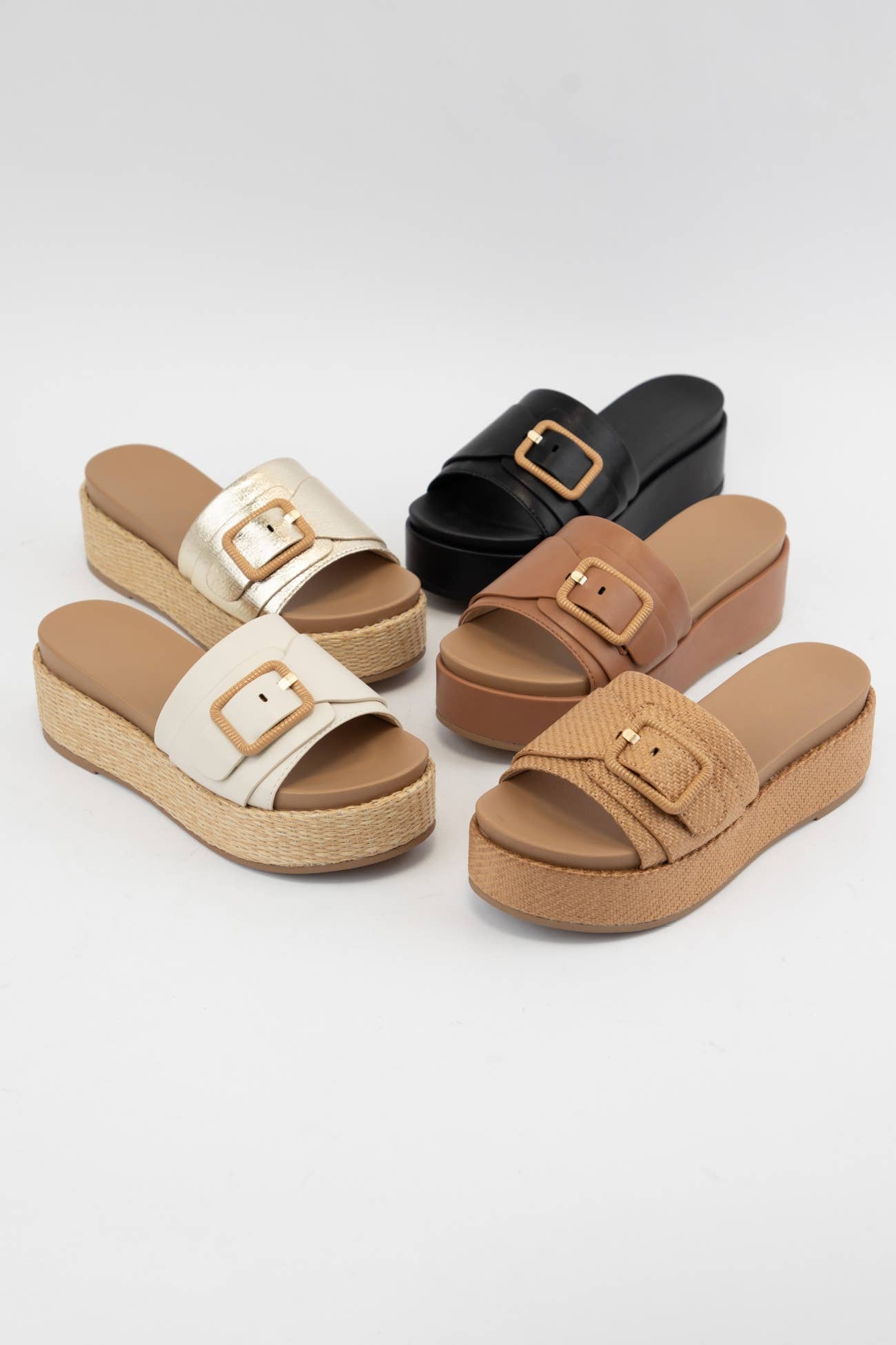 LULAH BUCKLE STRAP DESIGN PLATFORM SLIP-ON SANDALS