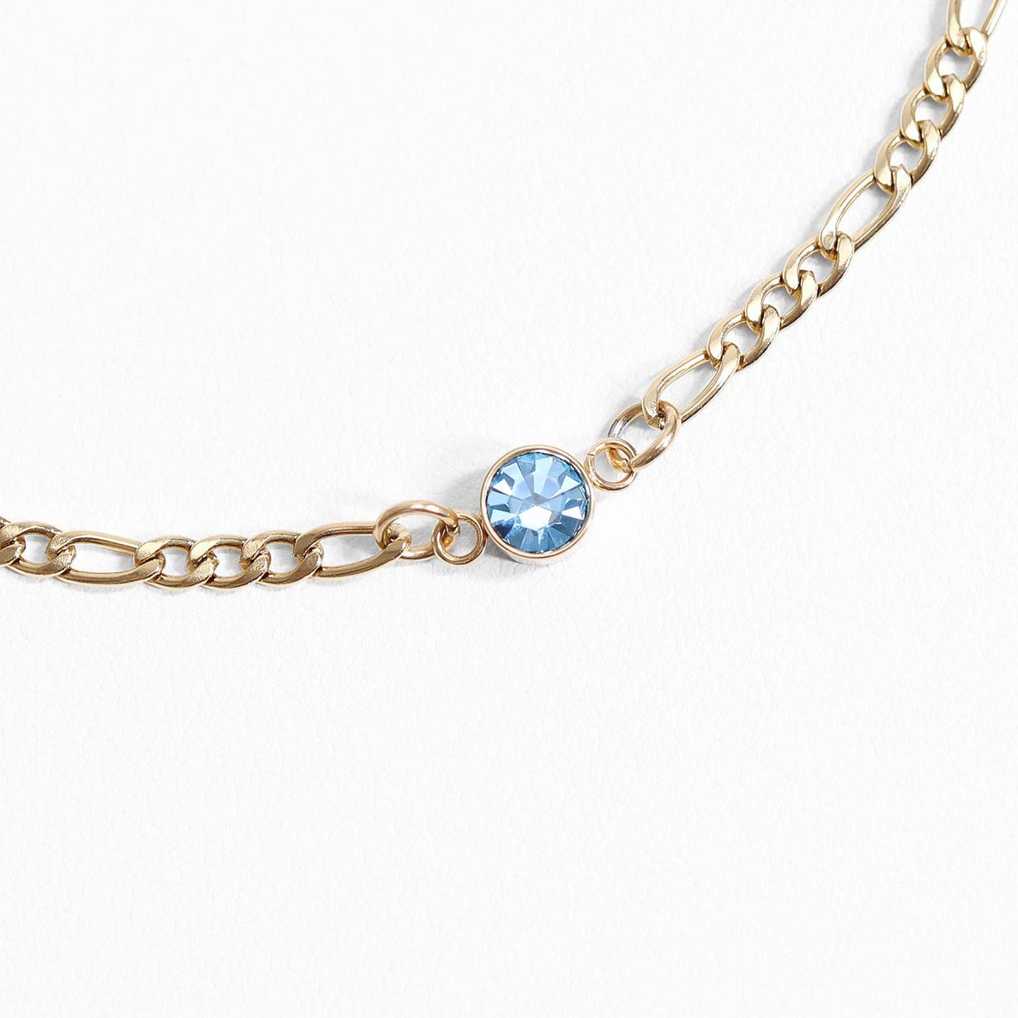 18K Gold PVD Stainless Steel Birthstone Connector Charm Necklace