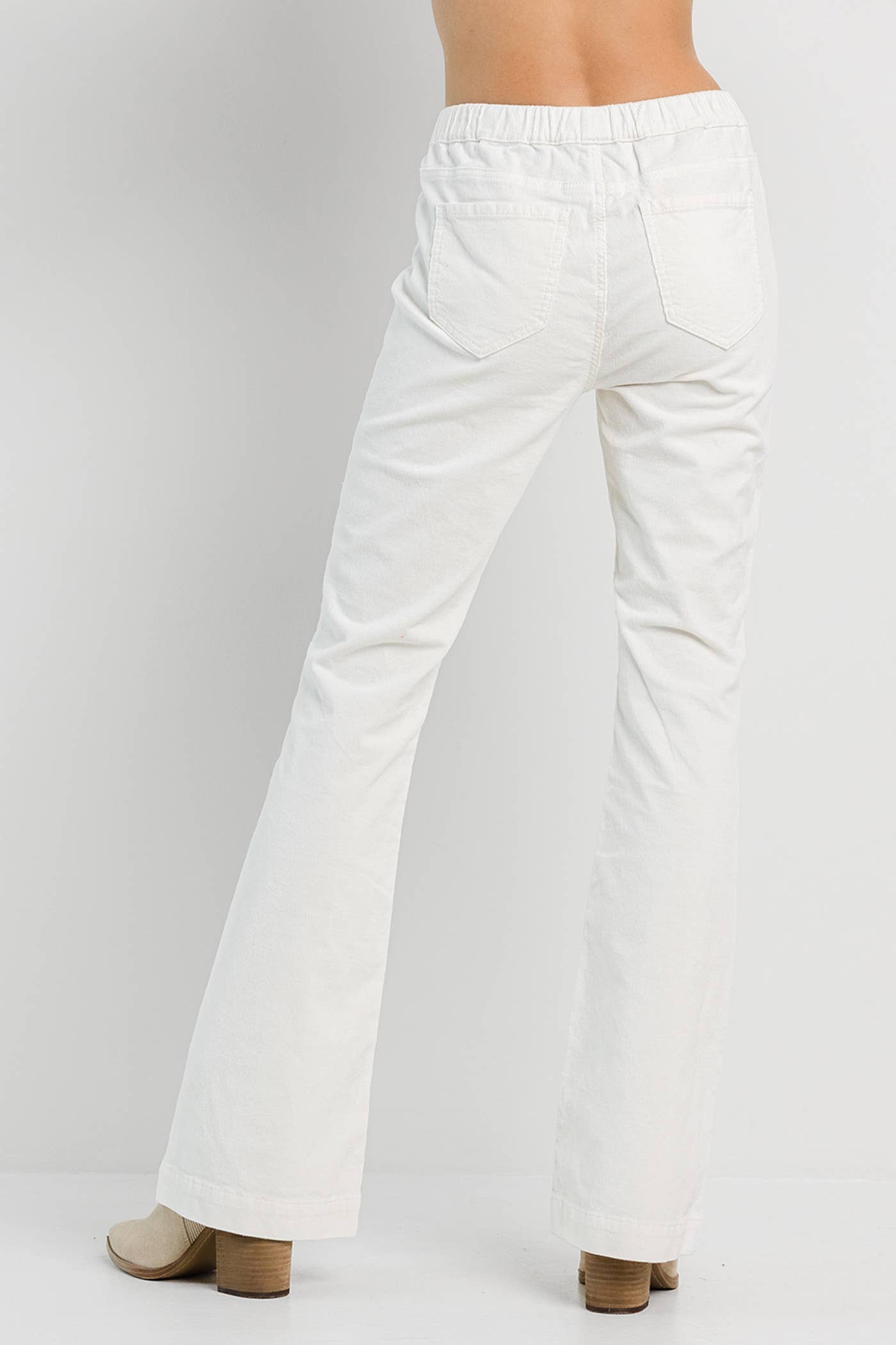 Cream Corduroy Pull On Flare