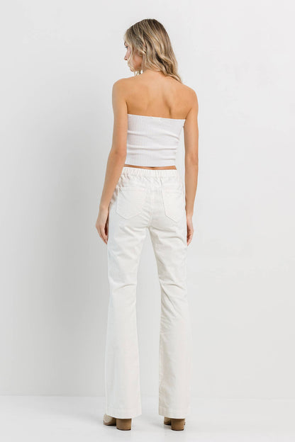 Cream Corduroy Pull On Flare