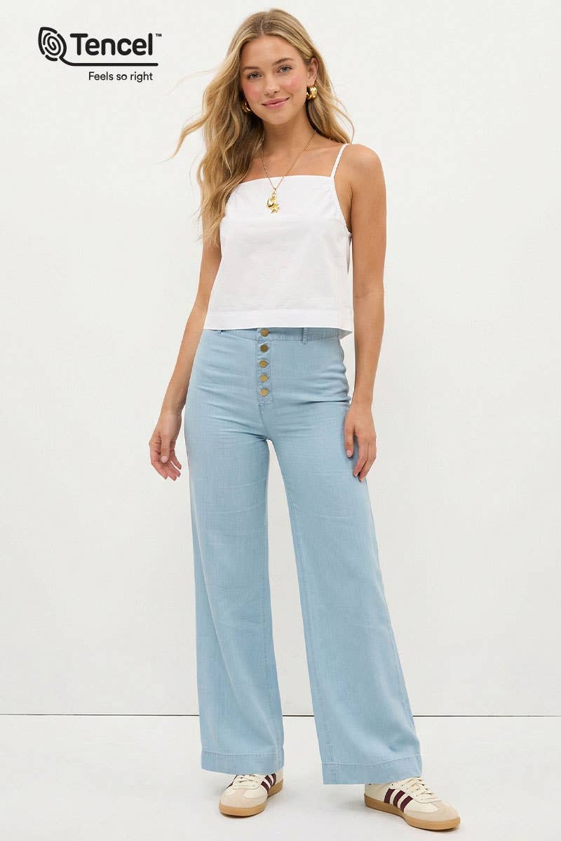 Tencel Wide-leg High Waisted Pants