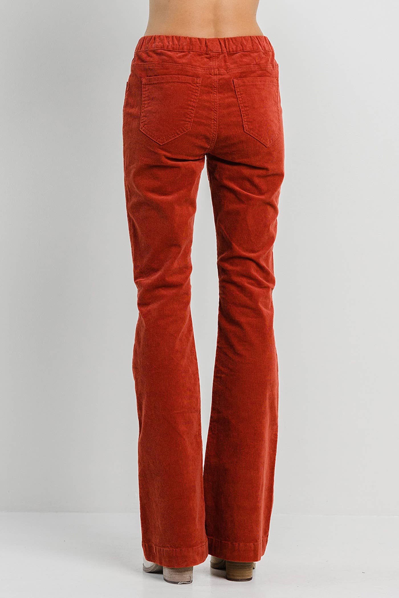 Rust Corduroy Pull On Flare