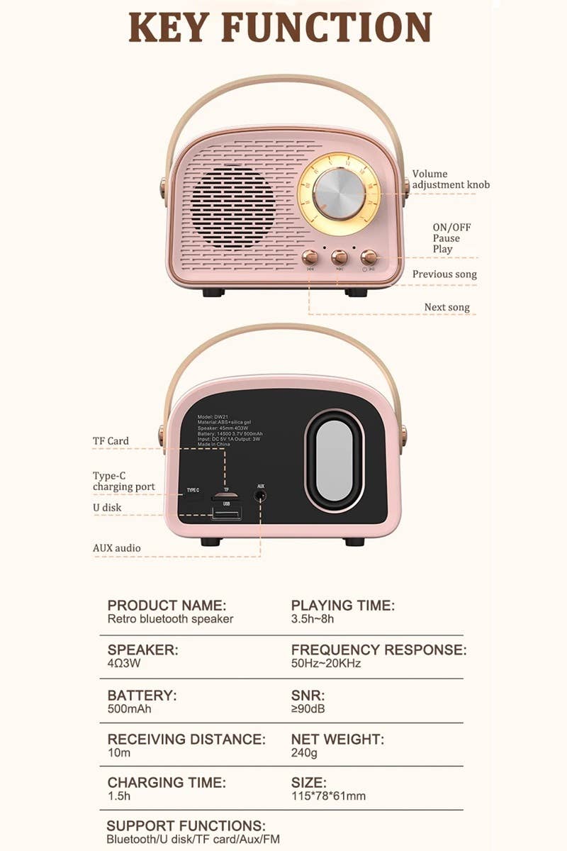 Mini Retro Radio Bluetooth Multifunction Speaker