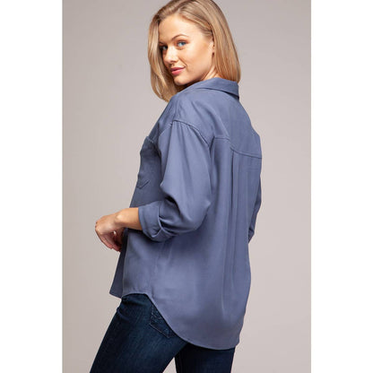 Angled Edge Detail Tencel Blouse