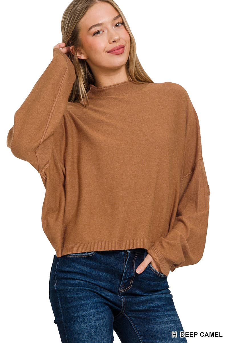 ',,.....Mock neck comfy fall crop sweater