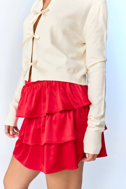 Ella Satin Tiered Mini Skort