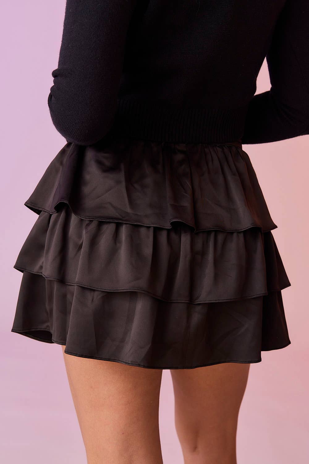 Ella Satin Tiered Mini Skort