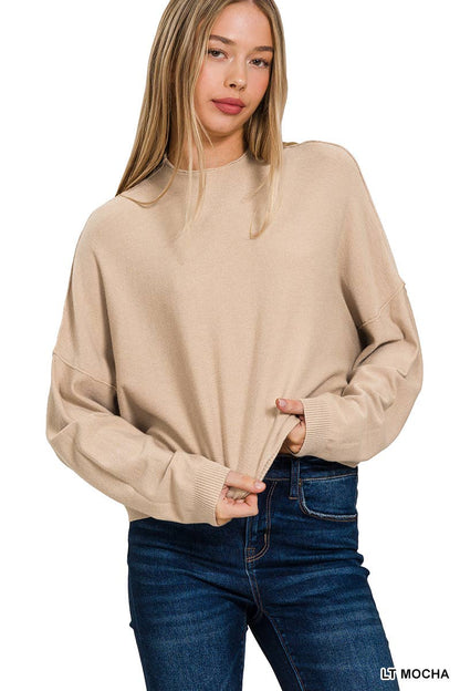 ',,.....Mock neck comfy fall crop sweater