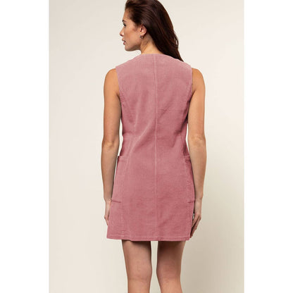 Corduroy Button Front Mini Dress
