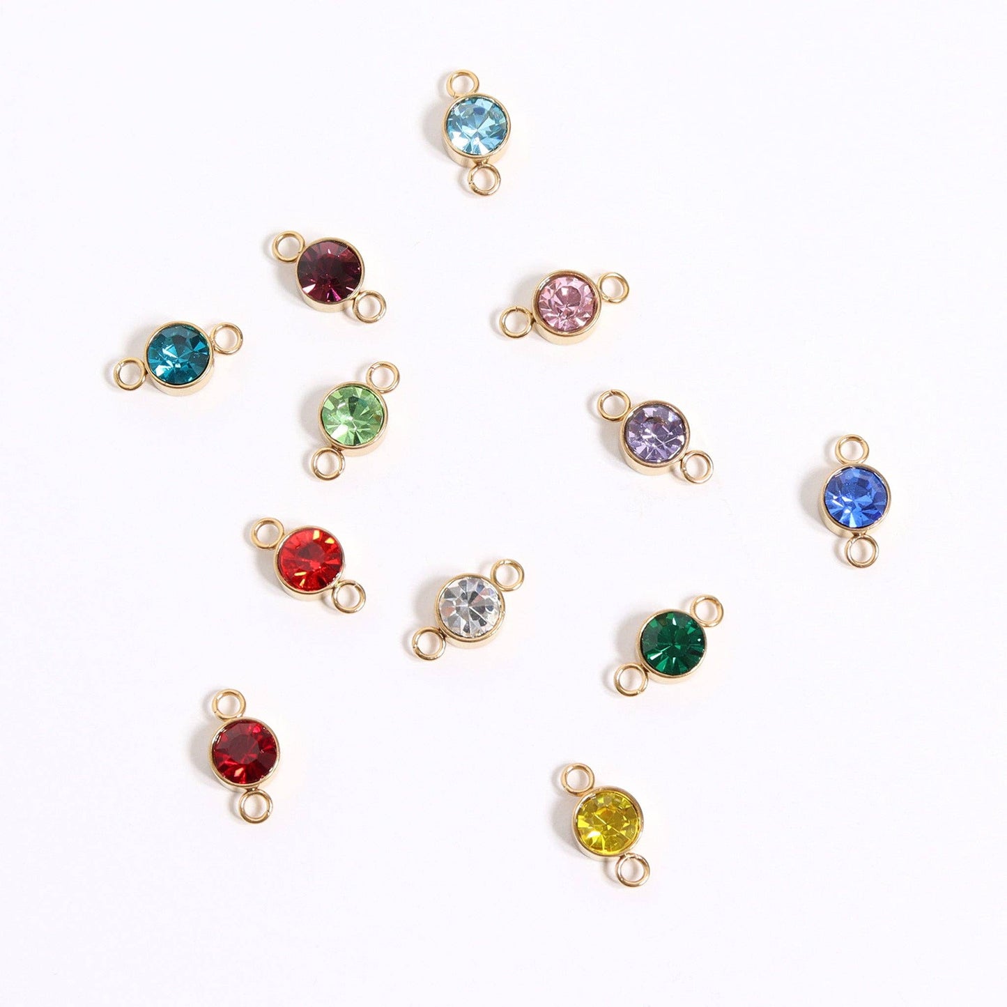 18K Gold PVD Stainless Steel Birthstone Connector Charm Necklace