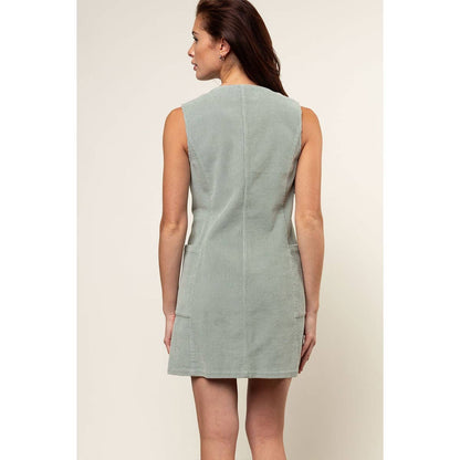 Corduroy Button Front Mini Dress
