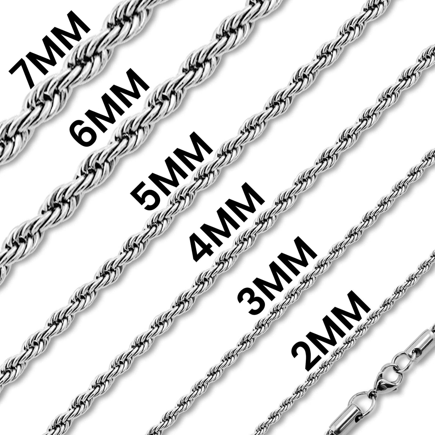 SS Rope Chain Necklace - 100% Waterproof