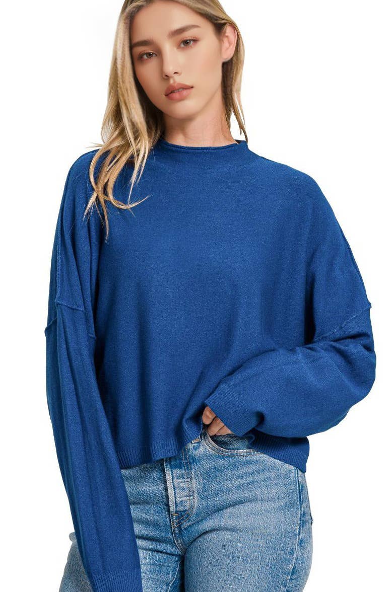 Mock neck comfy fall crop sweater