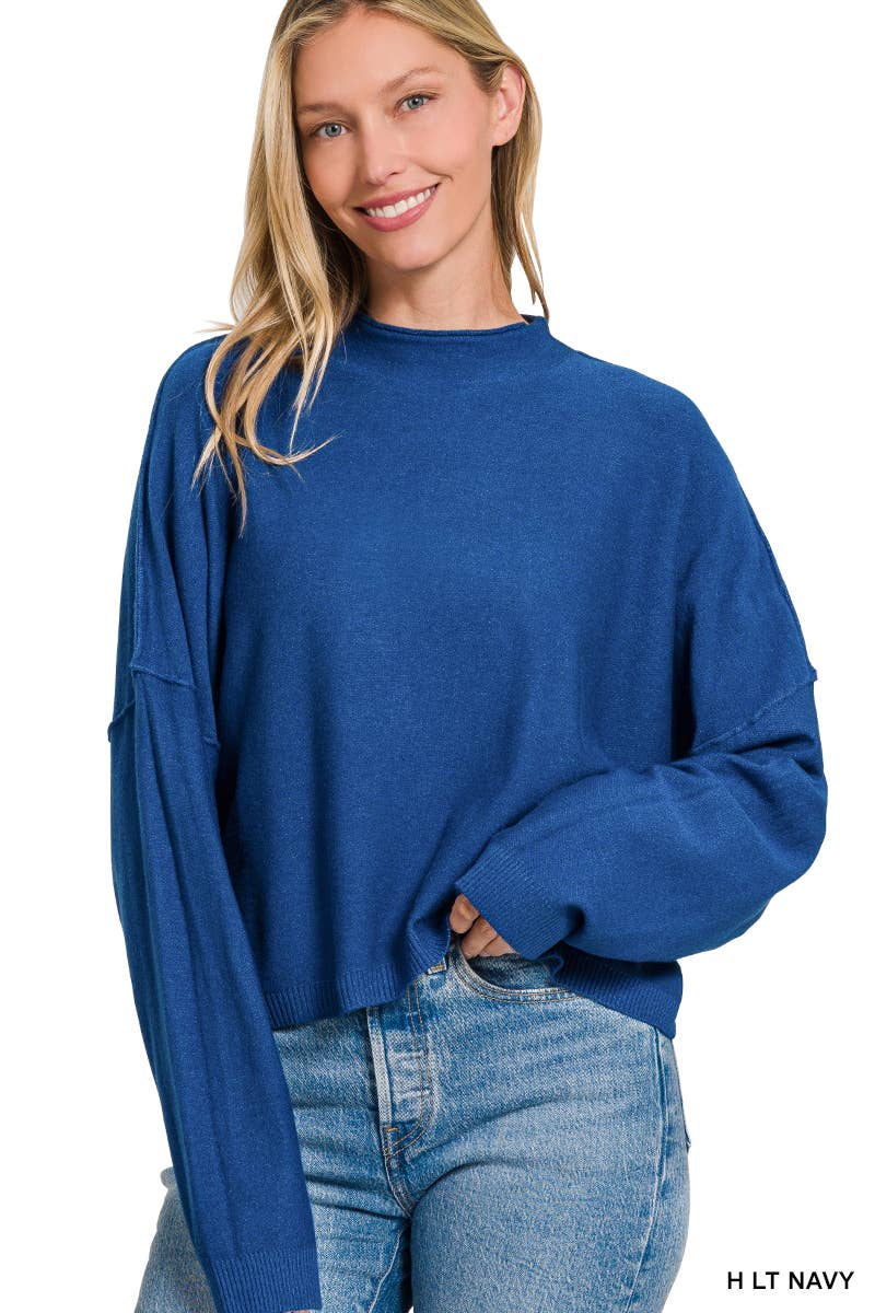 ',,.....Mock neck comfy fall crop sweater