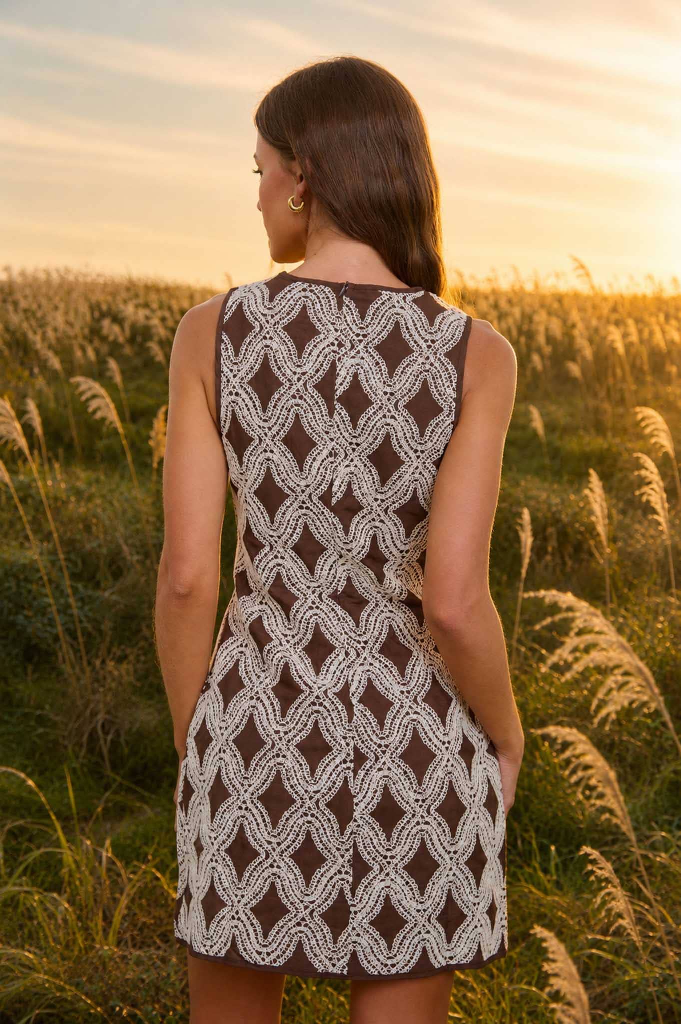 PRE-ORDER TEXTURED GEOMETRIC SLEEVELESS MINI DRESS