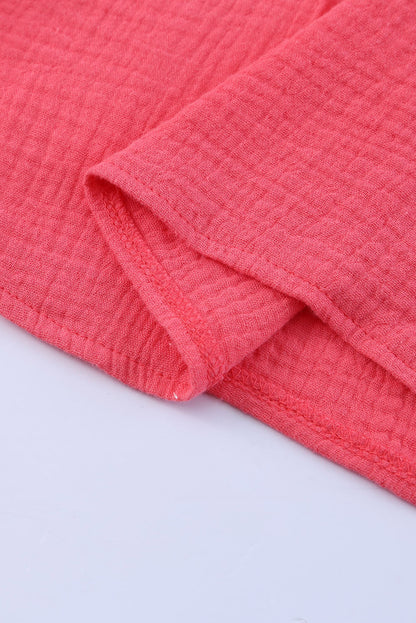 Sky Blue Flutter Sleeve Frilled Neck Textured Blouse