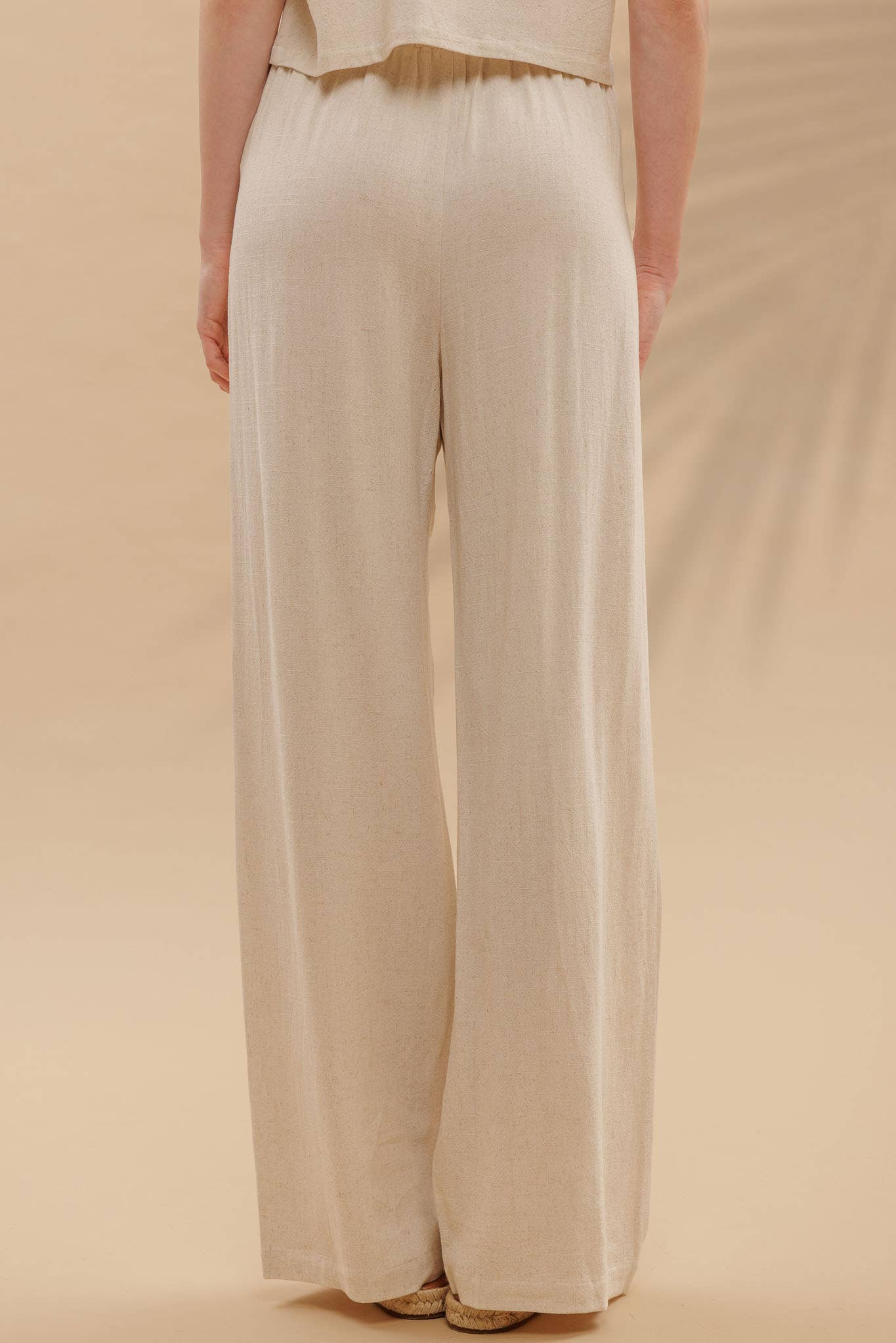 HIGH WAIST WIDE LEG PLEATED LINEN PANTS