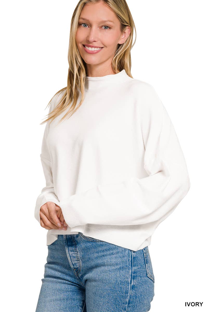 ',,.....Mock neck comfy fall crop sweater