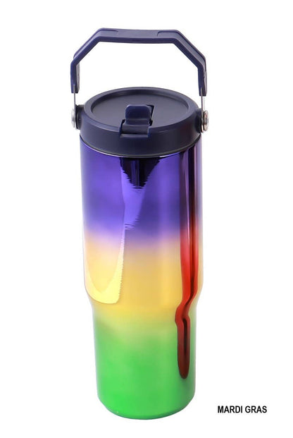 Mardi Gras 30 oz Tumbler Flip Straw