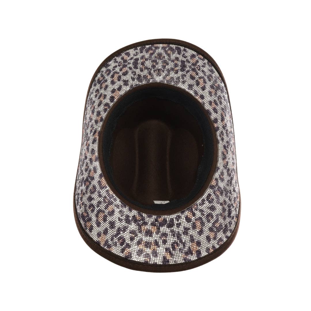 Trophy Leopard Rhinestone Vegan Felt Cowboy Hat VCC0084