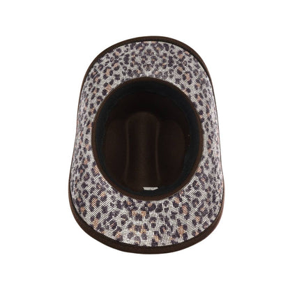 Trophy Leopard Rhinestone Vegan Felt Cowboy Hat VCC0084
