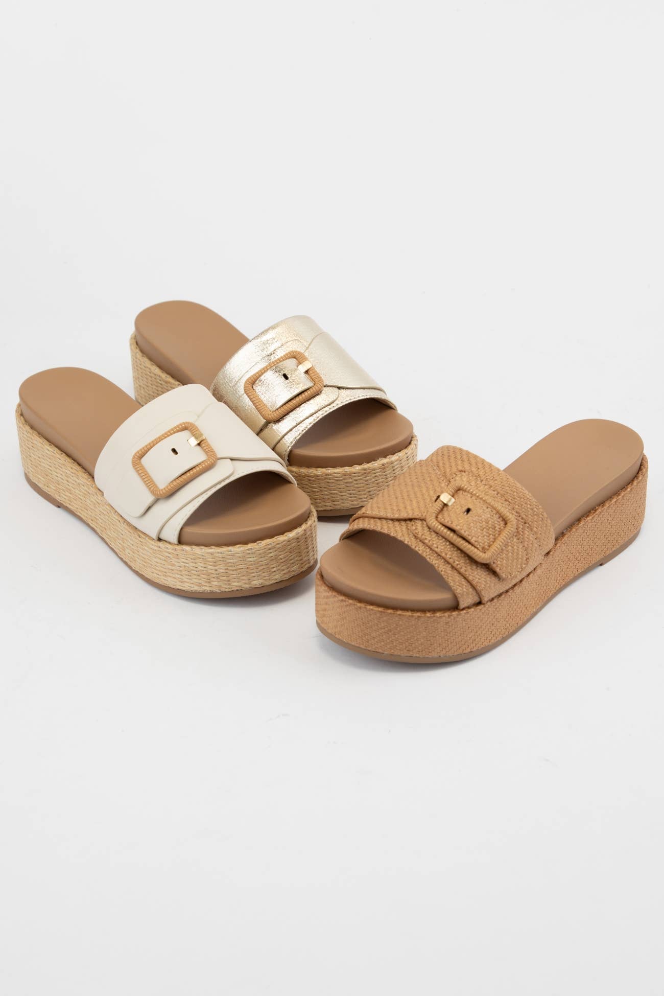 LULAH BUCKLE STRAP DESIGN PLATFORM SLIP-ON SANDALS