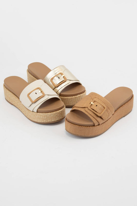 LULAH BUCKLE STRAP DESIGN PLATFORM SLIP-ON SANDALS