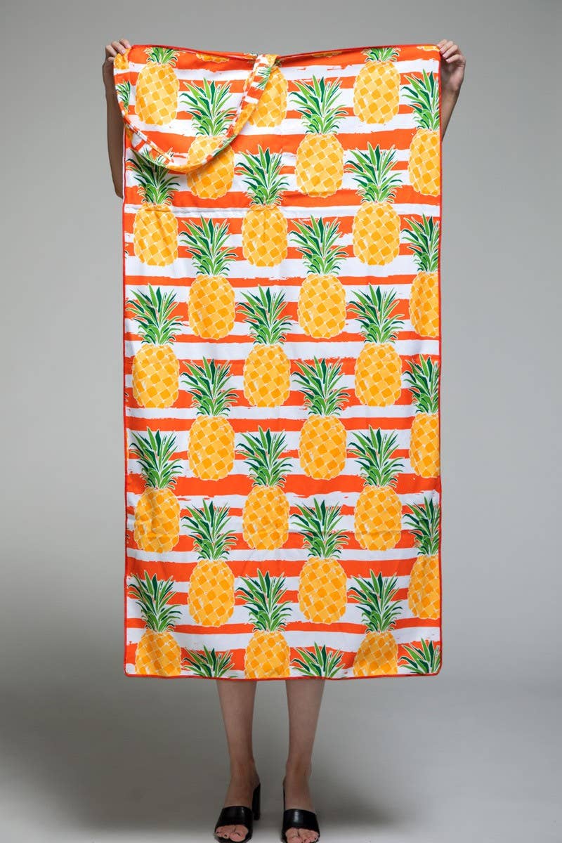 2 In 1 Pineapple Motif Bag and Towel