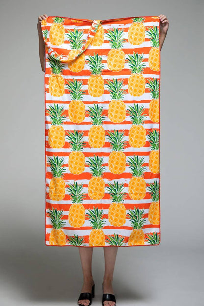 2 In 1 Pineapple Motif Bag and Towel