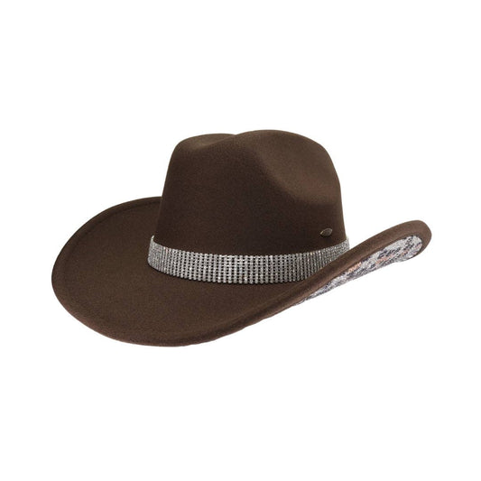 Trophy Leopard Rhinestone Vegan Felt Cowboy Hat VCC0084