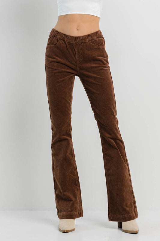 Brown Corduroy Pull On Flare