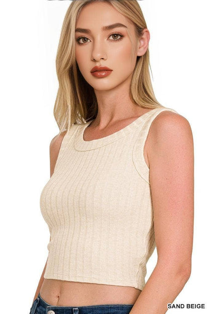 ..0706 Ribbed Sleeveless Crop Tank Top SI-25603