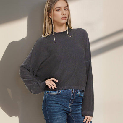 Mock neck comfy fall crop sweater