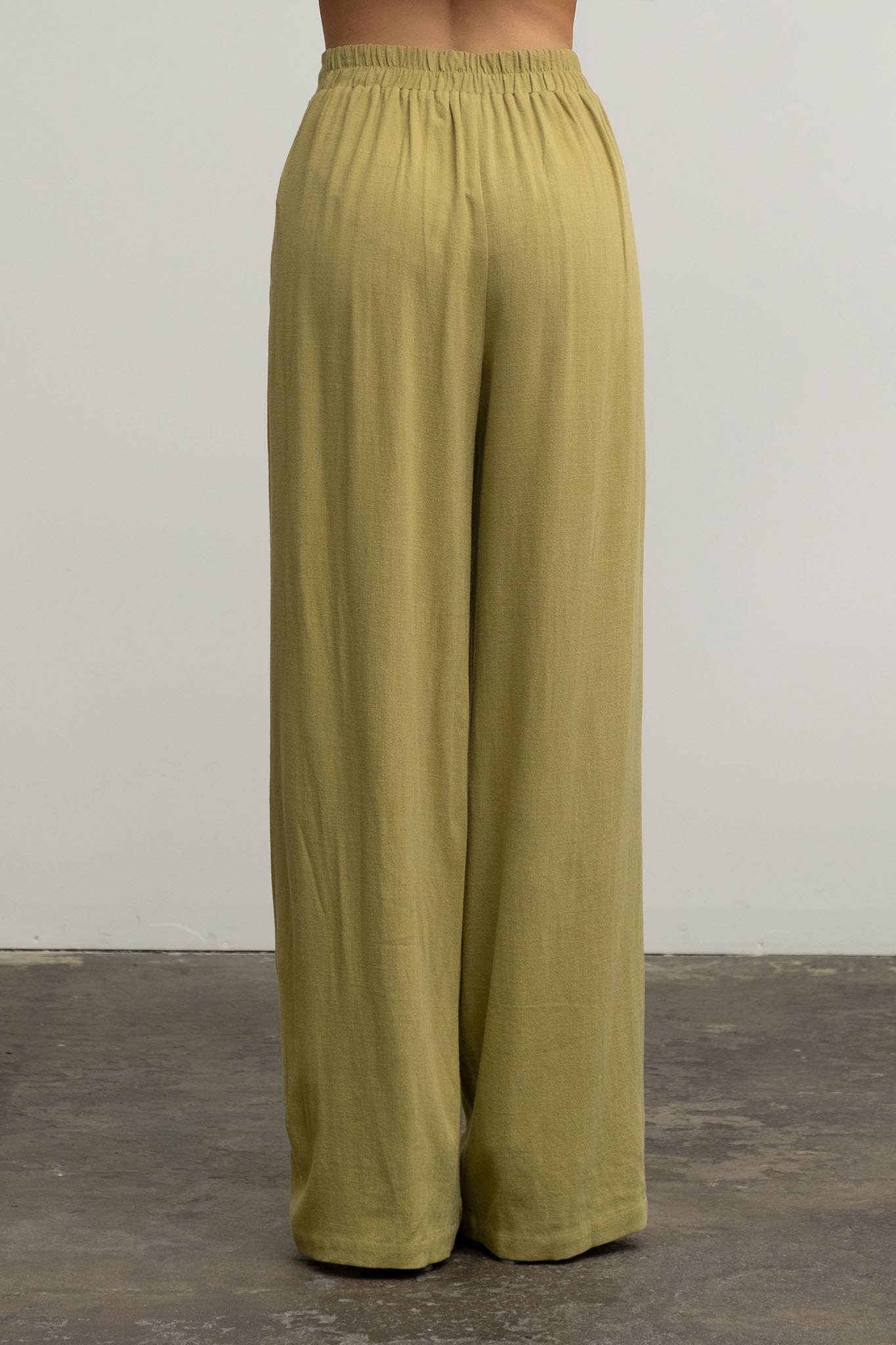 HIGH WAIST WIDE LEG PLEATED LINEN PANTS